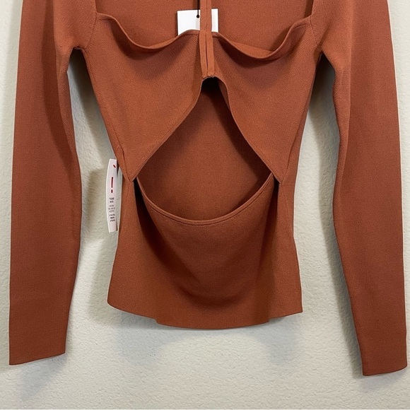 NWT Bardot Copper Maxwell Long Sleeve Cut‎ Out Knit Top Size L - Picture 5 of 9